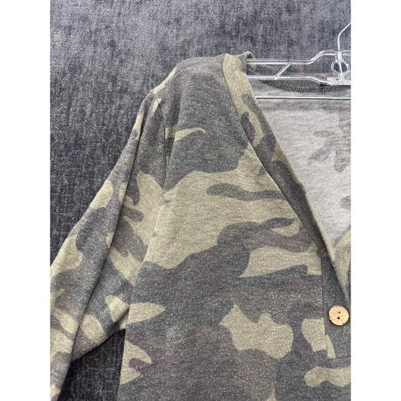 Bombom Henley Top Womens Medium Gray Camouflage Stretch Outdoor Made In The USA - Picture 4 of 14